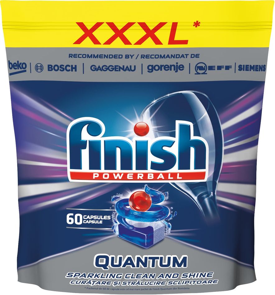 Túi 60 viên rửa chén Finish Quantum Max Dishwasher TabletsHàng Nhật